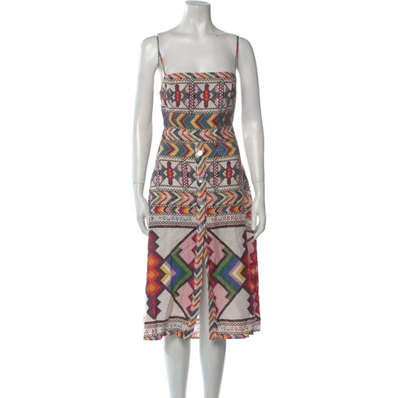 NWT. FARM RIO Amulet Multicolored Textured Linen Midi Dress Size M - Picture 6 of 10